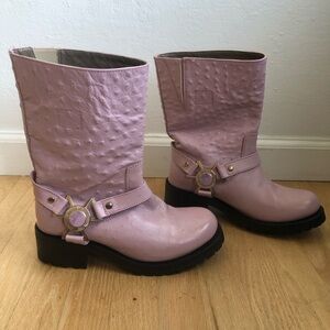 Versace collection women’s boots Moto boot pink embossed size 36